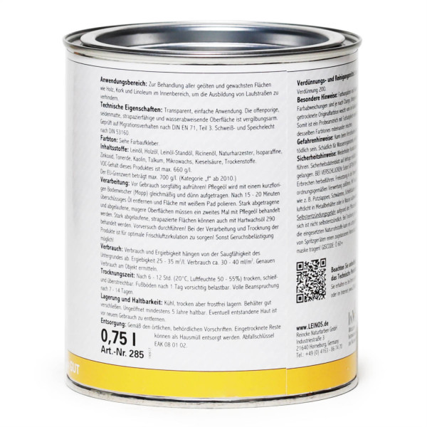 Pflegeöl 285 weiß 0,75l